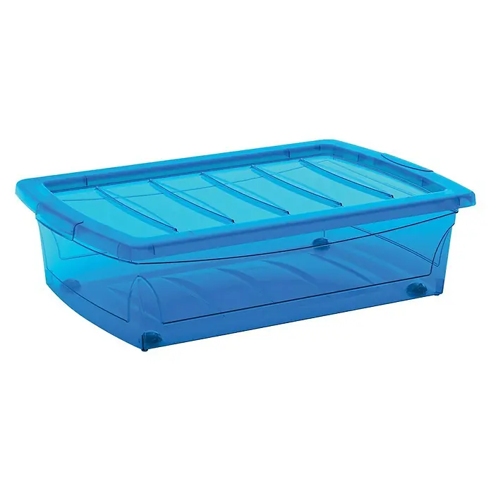 Keter Unterbett-Rollenbox L - L x B x H: 58,5 x 39 x 16 cm, Plastik, Blau