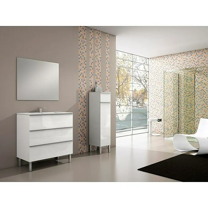Mueble de lavabo Roma - 45 x 80 x 69 cm, Blanco, Brillante