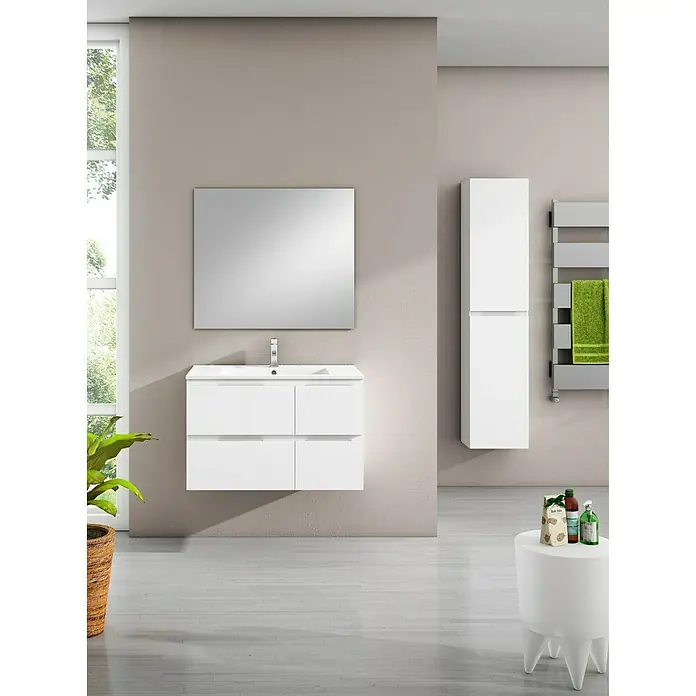 Mueble de lavabo Sheyla - L x An x Al: 45 x 80 x 50 cm, Blanco brillante