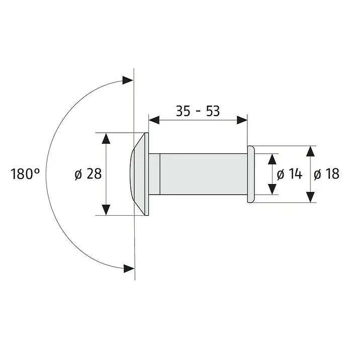 Abus Špijunka za vrata 2200 - Poniklano, Debljina vrata: 35 mm - 53 mm, Mjed