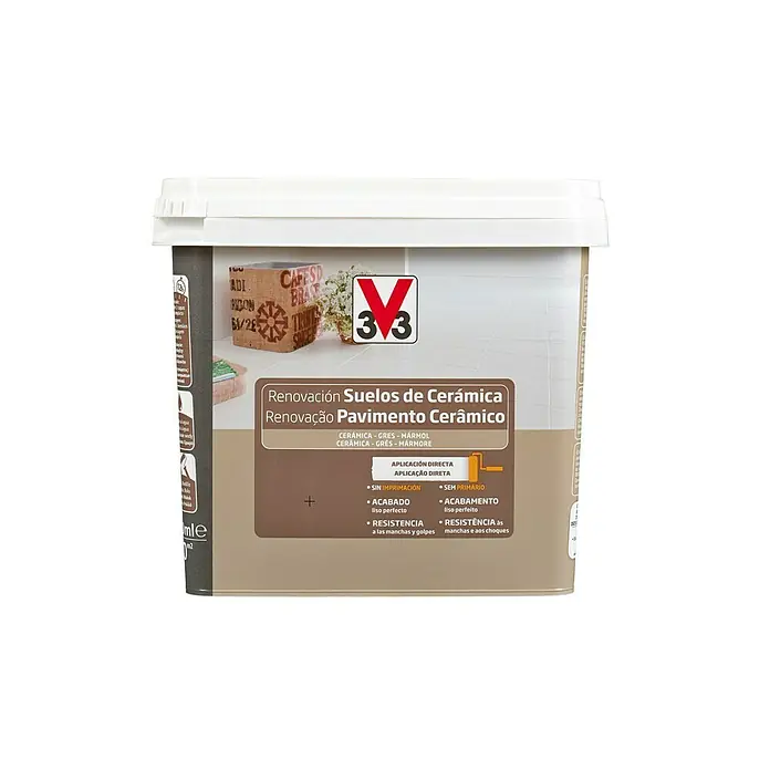 V33 Esmalte de color Renovación suelos de cerámica - Blanco, 2 l, Satinado