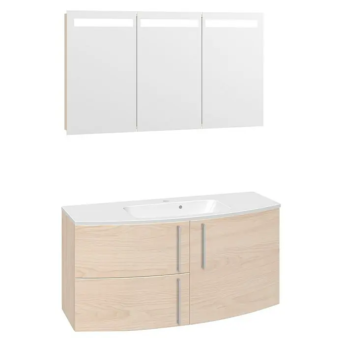 Scanbad Modern+ Badmöbel-Set - 120 cm, Anschlag: Rechts, 3 -tlg., Ulme, Matt