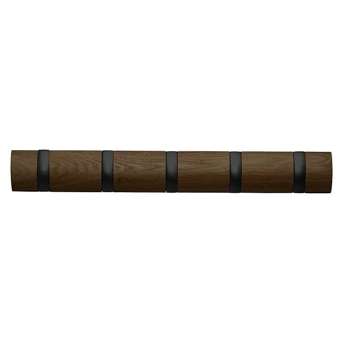 Umbra Garderobenleiste Flip - L x B x H: 51 x 2,5 x 7,6 cm, Anzahl Haken: 5 Stk., Walnuss - Vorderansicht