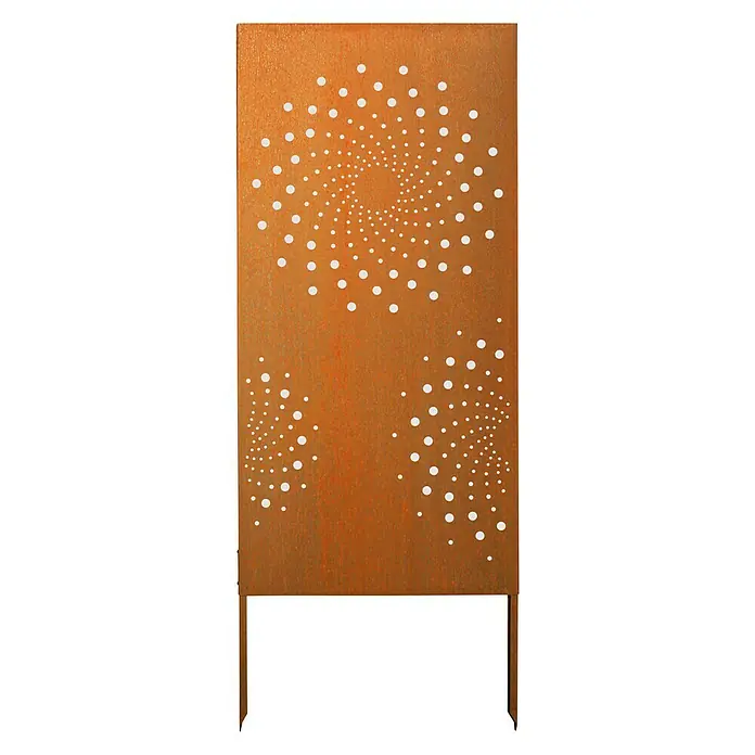 Palatino Space Vertical Sichtschutzelement Orbis - 87 x 180 cm, Cortenstahl, Motiv: Kreis, Edelrost - Vorderansicht