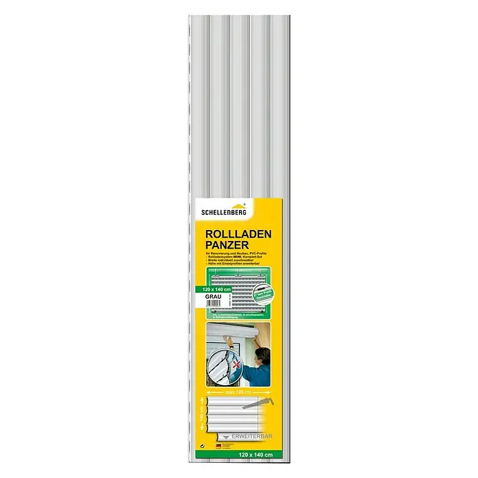 Schellenberg Rollladenpanzer MINI - B x H: 120 x 140 cm, Grau - Vorderansicht