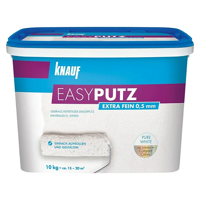 Knauf Easyputz Extra fein - Weiß, 10 kg, Korngröße: 0,5 mm - Vorderansicht