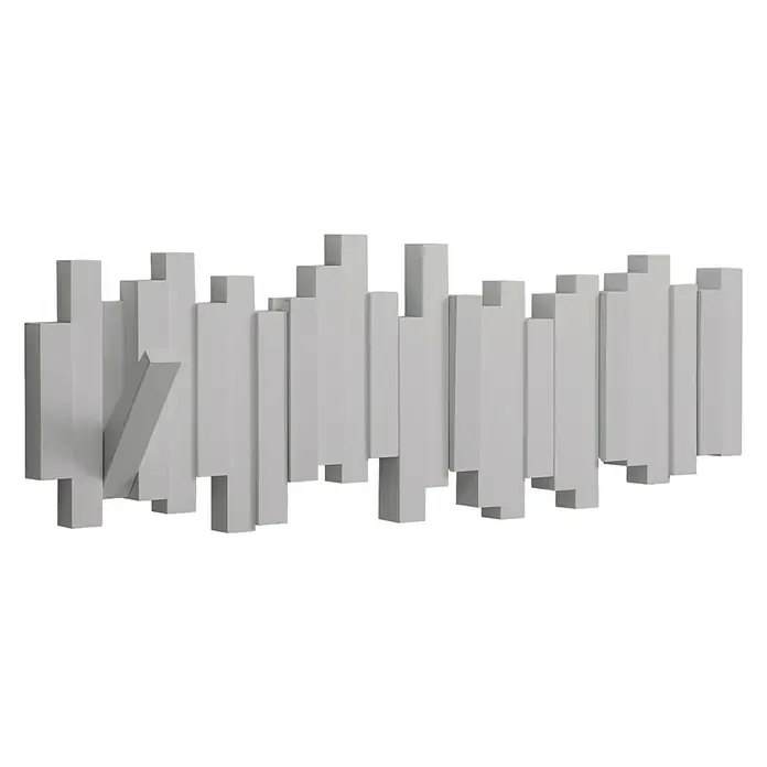 Umbra Garderobenleiste Sticks - L x B x H: 46 x 3 x 18 cm, Anzahl Haken: 5 Stk., Grau - Linke Seitenansicht