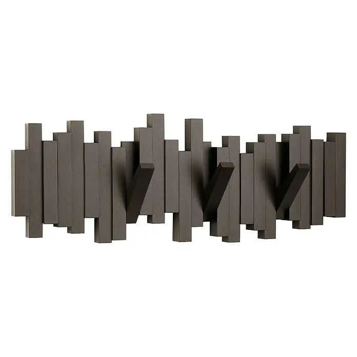 Umbra Garderobenleiste Sticks - L x B x H: 46 x 3 x 18 cm, Anzahl Haken: 5 Stk., Espresso - Vorderansicht
