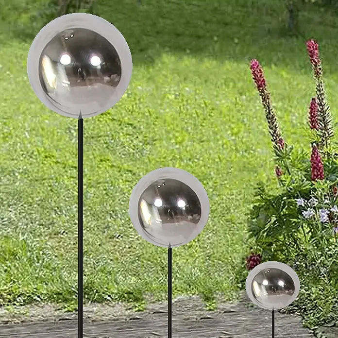 Gartendeko Metallkugel - Höhe: 80 cm, Durchmesser: 9 cm, Edelstahl