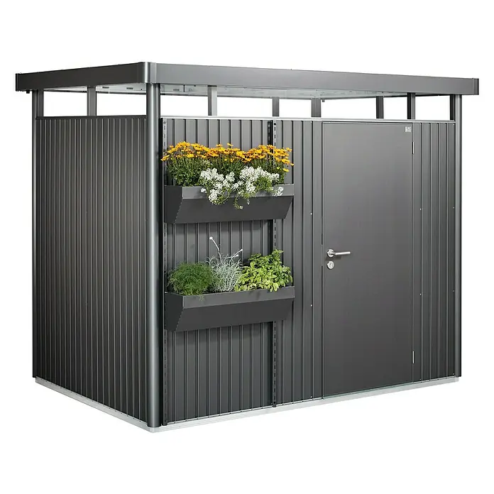 Biohort Blumenkasten FloraBoard - Länge: 82 cm, Dunkelgrau Metallic - Linke Seitenansicht