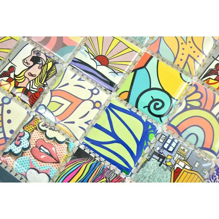 Mosaikfliese Quadrat Mix CG POP - 29,1 x 29,1 cm, Mehrfarbig, Glänzend