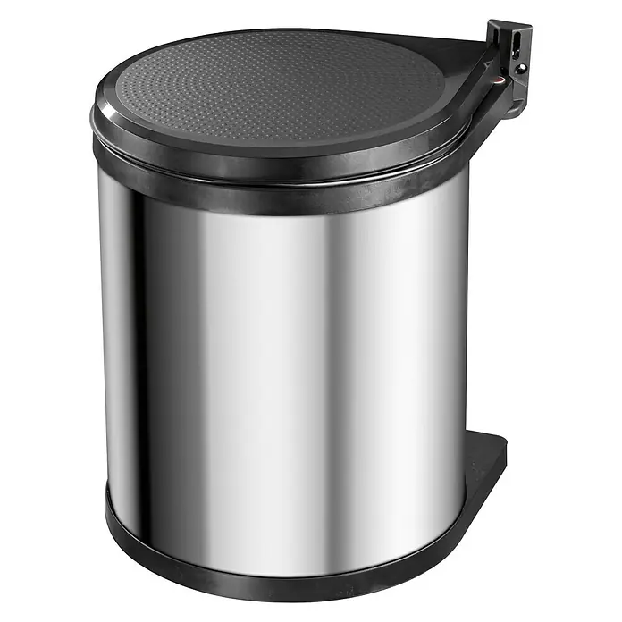 Hailo Einbaumülleimer Compact-Box - 15 l, Schwarz/Edelstahl, Rund, Metall - Linke Seitenansicht