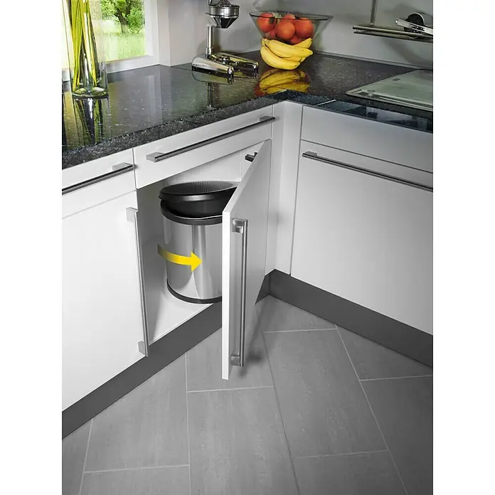 Hailo Einbaumülleimer Compact-Box - 15 l, Schwarz/Edelstahl, Rund, Metall - Anwendungsbeispiel