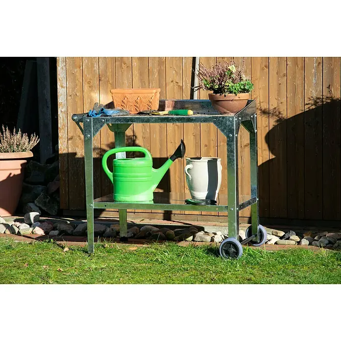 Dobar Pflanztisch Wagon - 95 x 55 x 80 cm, Edelstahl - Stimmungsaufnahme