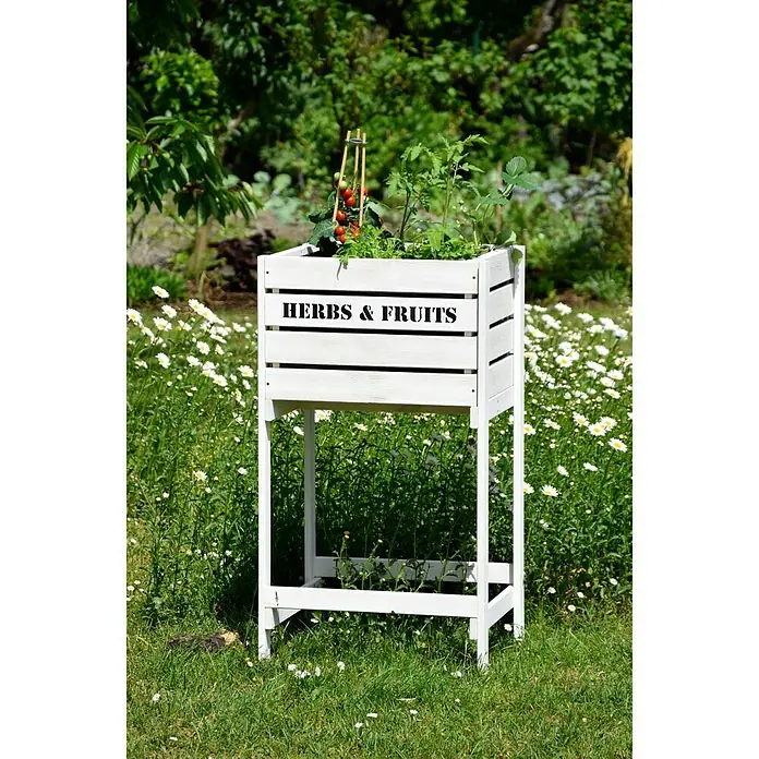 Dobar Hochbeet - 49 x 42 x 90 cm, Holz, Weiß - Stimmungsaufnahme