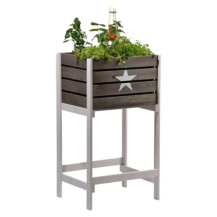 Dobar Hochbeet - 49 x 42 x 90 cm, Holz, Anthrazit - Rechte Seitenansicht