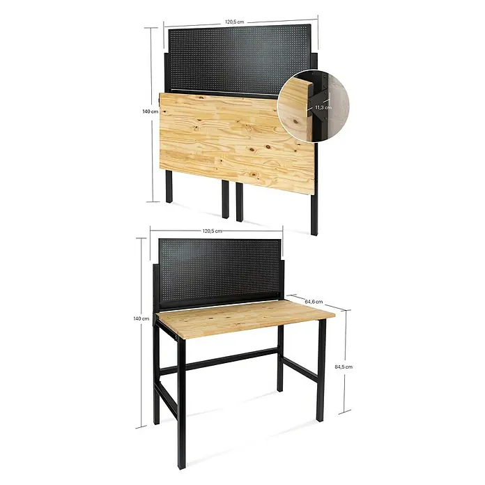 Werkbank - l x b x h: 64,5 x 120,5 x 140 cm