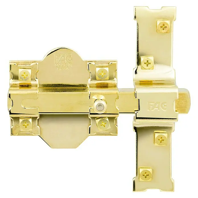 FAC Cerrojo 301-P/86 - L x An x Al: 118 x 150 x 18 mm, Dorado