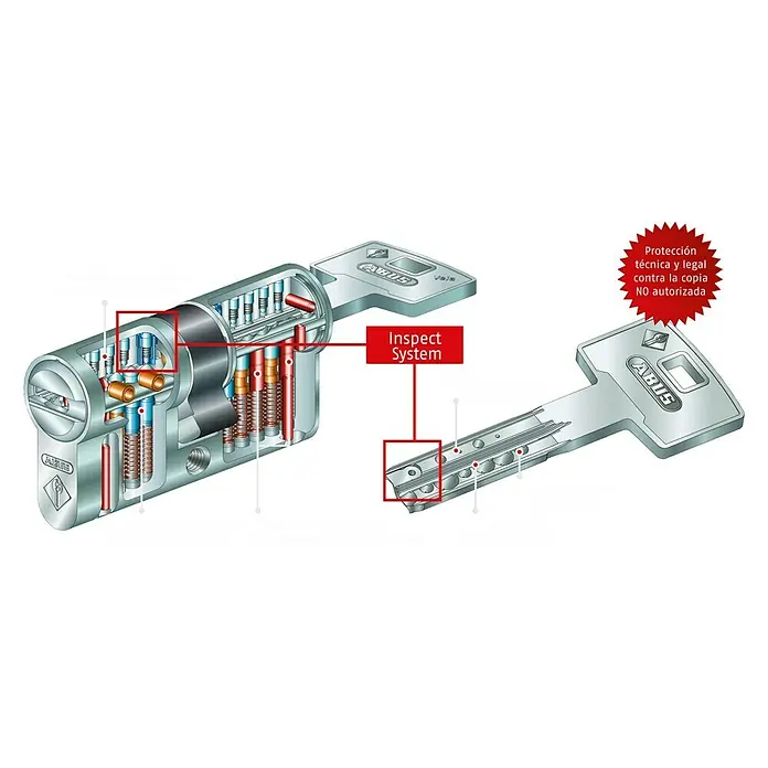 Abus Cilindro de perfil Vela - Longitud total interior/exterior: 30/30 mm, Níquel