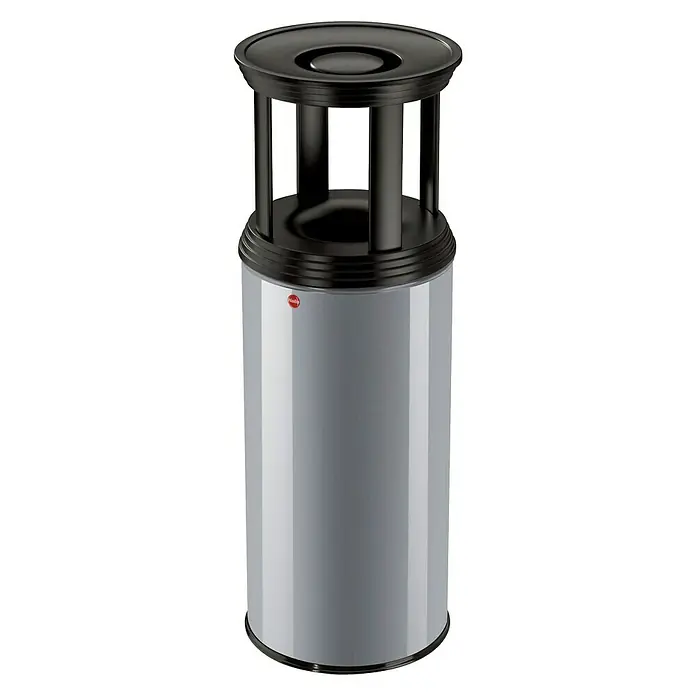 Hailo Profiline Ascher-Papierkorb SafePlus - 45 l, Ø x H: 33 x 92 cm, Silber - Vorderansicht