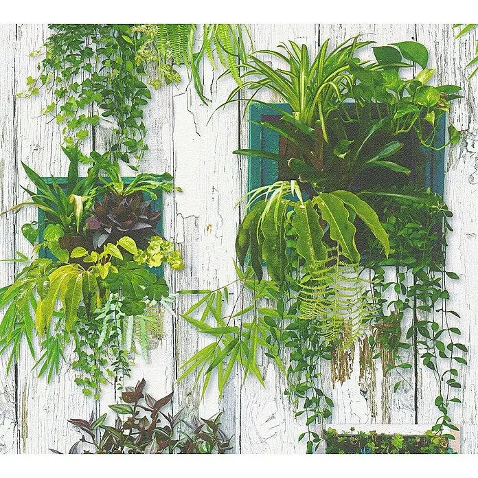 Lutèce Authentic Walls Papiertapete Holz Floral - Grün, Floral, 10,05 x 0,53 m - Detailaufnahme