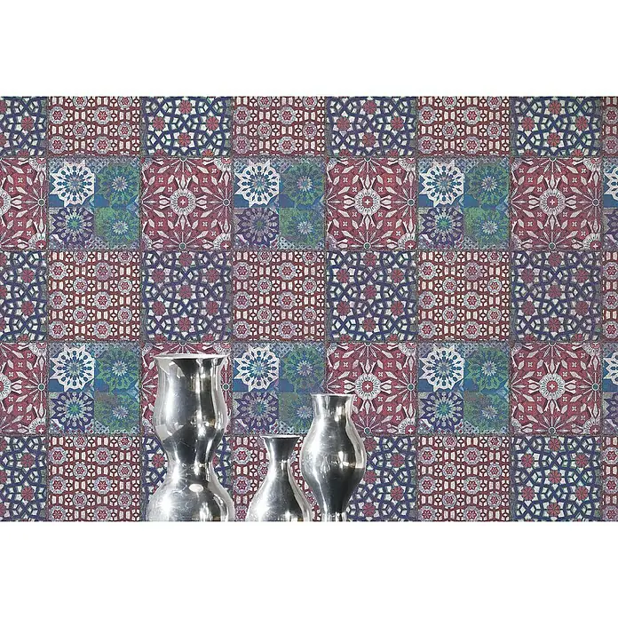 AS Creation Il Decoro Vliestapete - Blau/Rot, Fliesenoptik, 10,05 x 0,53 m - Stimmungsaufnahme