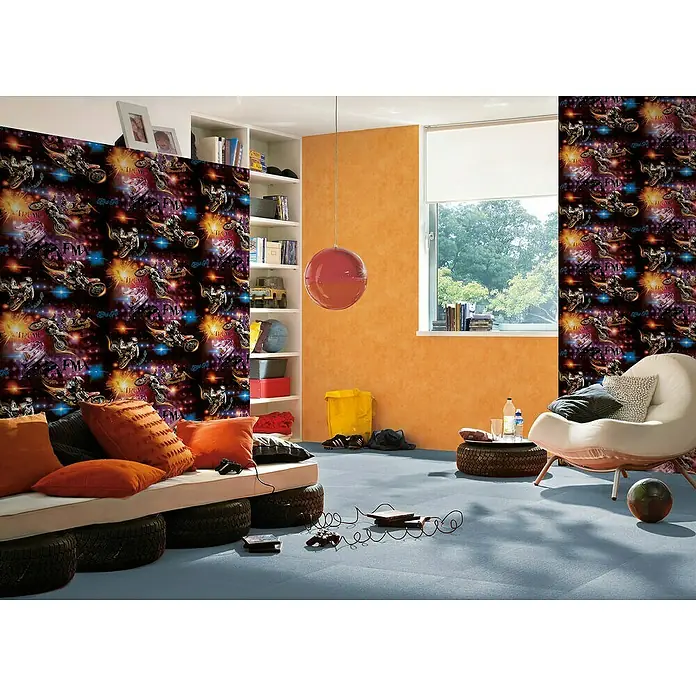 AS Creation Boys And Girls 6 Papiertapete Motocross - Violett, Motiv, 10,05 x 0,53 m - Stimmungsaufnahme