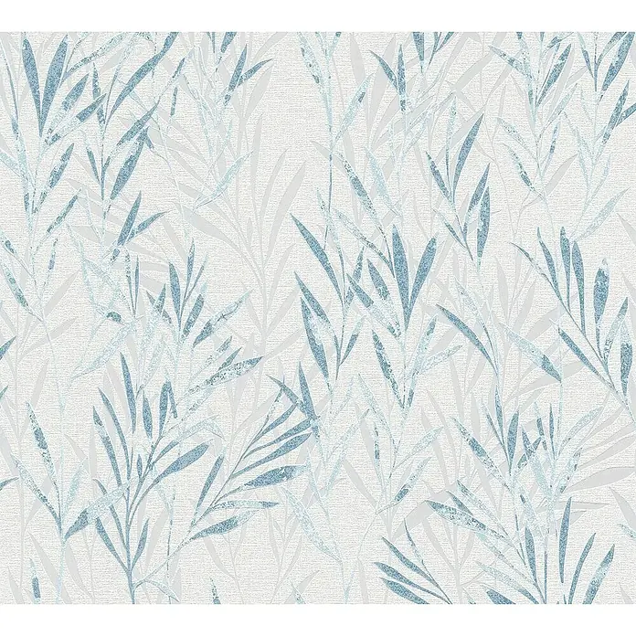AS Creation Flavour Vliestapete - Weiß/Blau, Floral, 10,05 x 0,53 m - Detailaufnahme