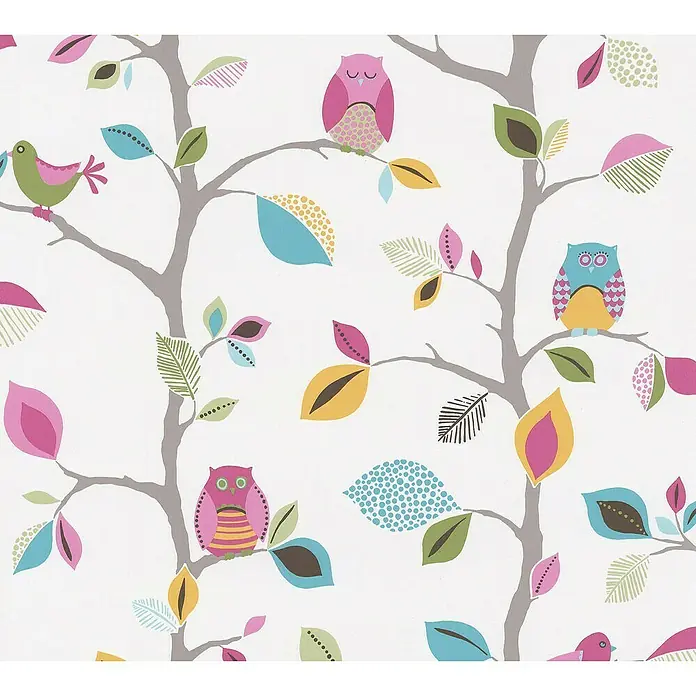 AS Creation Boys And Girls 6 Papiertapete Eule - Rosa, Motiv, 10,05 x 0,53 m - Detailaufnahme