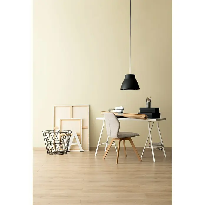 SCHÖNER WOHNEN-Farbe Wandfarbe Designfarbe - Feines Pergamentgelb, 2,5 l, Matt - Stimmungsaufnahme
