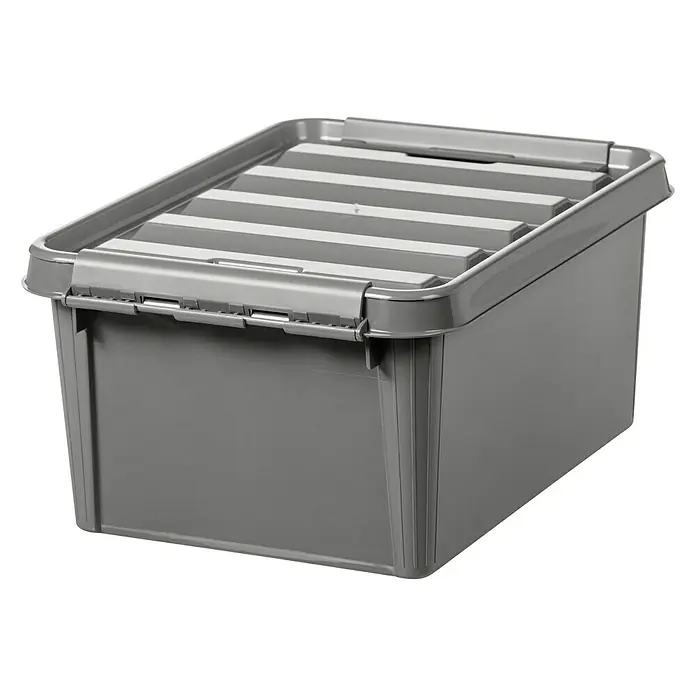 SmartStore Aufbewahrungsbox - L x B x H: 34 x 25 x 16 cm, Kunststoff, Taupe - Linke Seitenansicht