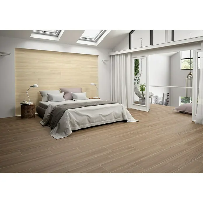 Pavimento porcelánico Ferik - 23 x 120 cm, Natural, Rectificado, Estilo madera