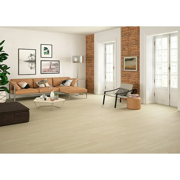 Pavimento cerámico Ferik - 20,5 x 61,5 cm, Natural, Estilo madera