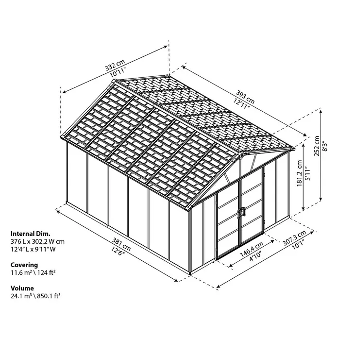 Palram – Canopia Yukon Gerätehaus - Aluminium, Grau, Mit Boden