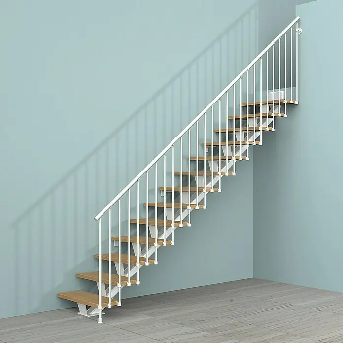 Fontanot Mittelholmtreppe Mas 030 - Breite: 75 cm, Weiß, Gerade, Farbe Stufen: Buche Natur, Geschosshöhe: 186 cm - 286 cm - Stimmungsaufnahme