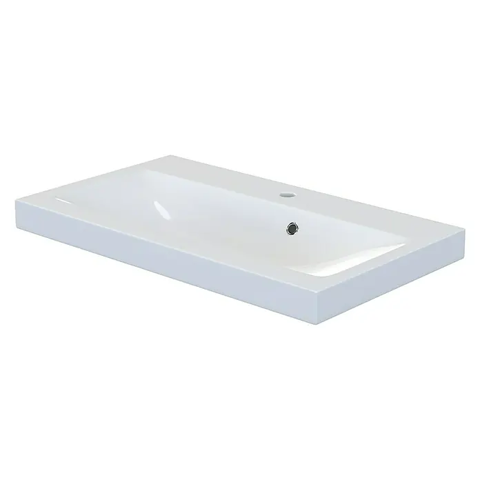 Camargue Espacio Ugradbeni umivaonik Olex - 80 x 46 cm, Mineralni lijev, Bijele boje - Pogled sprijeda