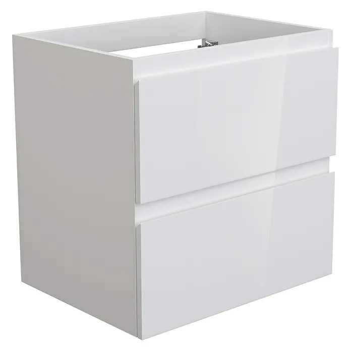 Camargue Espacio Kupaonski ormarić za nasadni umivaonik - 60 x 46 x 60 cm, 2 ladice, Gama bijela sjaj - Pogled sprijeda