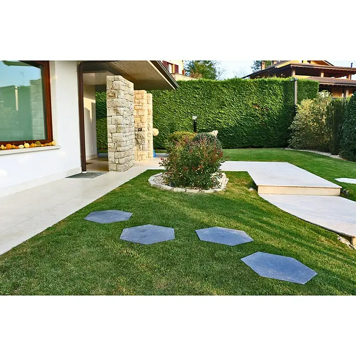 Terrassenfliese Wabe - 59 x 51 x 2 cm, Basaltgrau, Matt