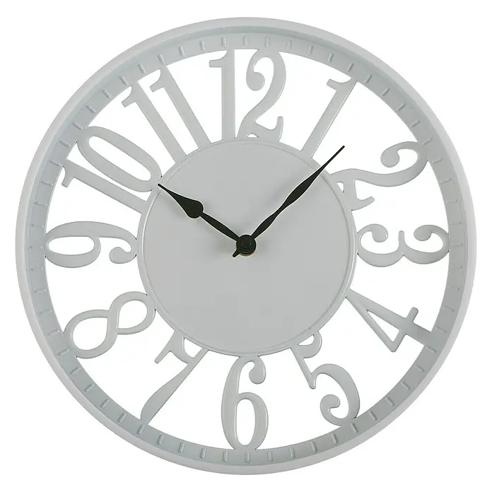 Reloj de pared redondo Cocina - Blanco, Diámetro: 30 cm