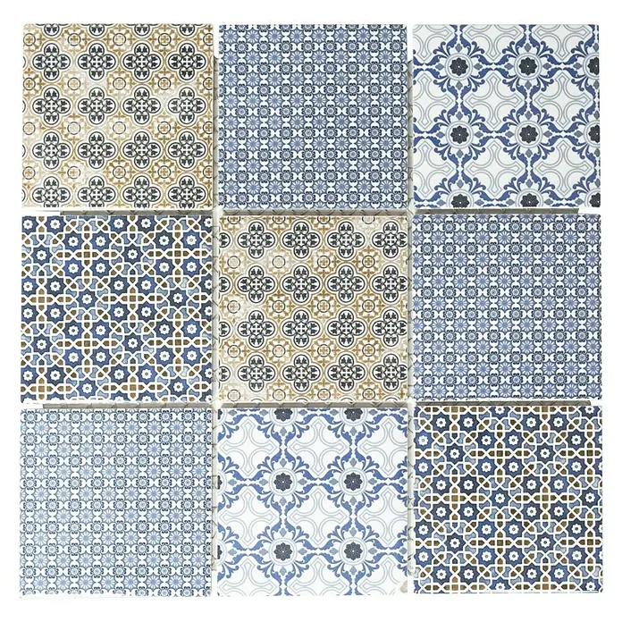 Mosaikfliese Quadrat Classico Mix - 29,8 x 29,8 cm, Mehrfarbig, Glänzend - Ansicht von oben