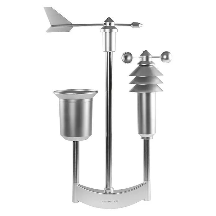 Homematic IP Funk-Wettersensor Pro - Batteriebetrieben, 15 x 40 x 65 cm, Edelstahl - Vorderansicht