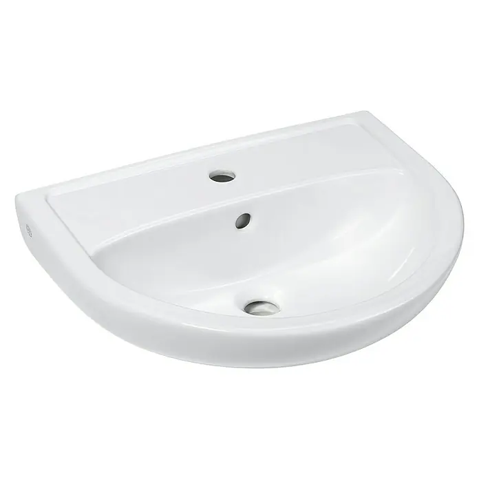 Gustavsberg Concentus Pure Waschtisch - 55 x 43,5 cm, Ohne Spezialglasur, Hahnloch: Mitte, Mit Überlauf, Weiß
