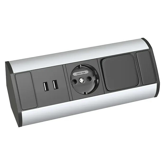 Camargue Espacio Schalterkombination - 16 A, Kunststoff, 2 USB-Anschlüsse - Vorderansicht
