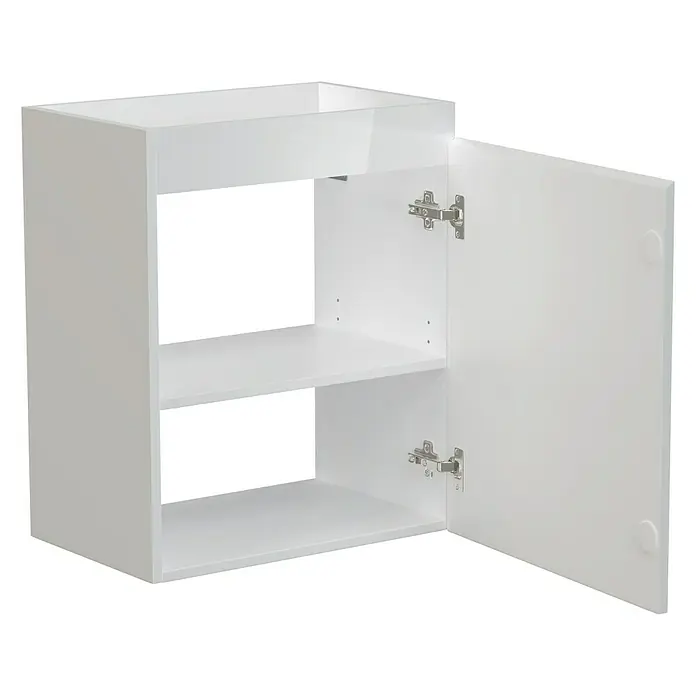 Camargue Espacio Kupaonski ormarić za nasadni umivaonik - 50 x 33 x 60 cm, 1 vrata, Gama bijela sjaj - Pogled sprijeda