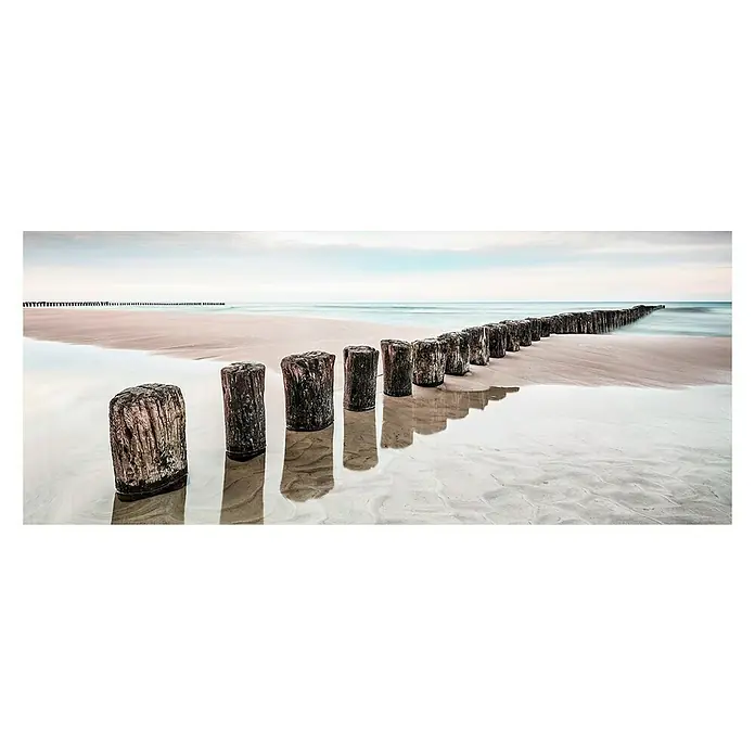 Glasbild - Strand, B x H: 125 x 50 cm - Vorderansicht