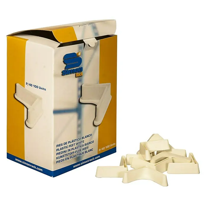 Simonrack Pie de estantería - 100 ud., Específico para: Estantes Simonrack, Plateado