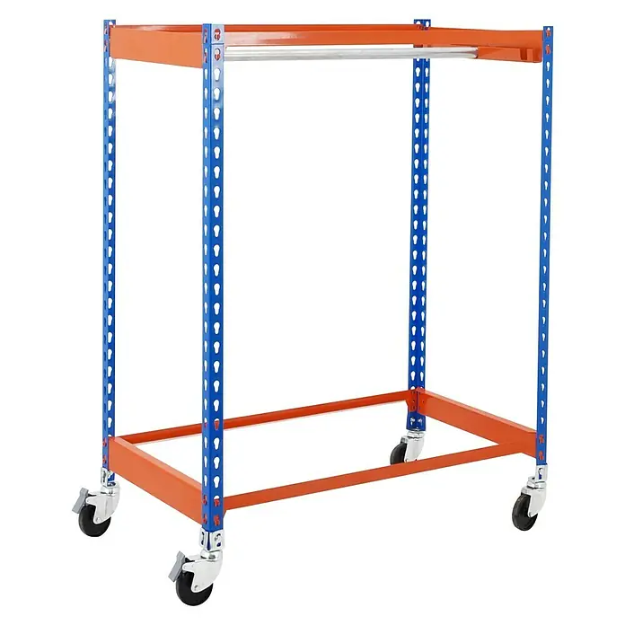 Simonrack Simonclothing Estantería metálica Single 1 Mobile - L x An x Al: 50 x 90 x 150 cm, Capacidad de carga: 25 kg/balda, Azul/Naranja