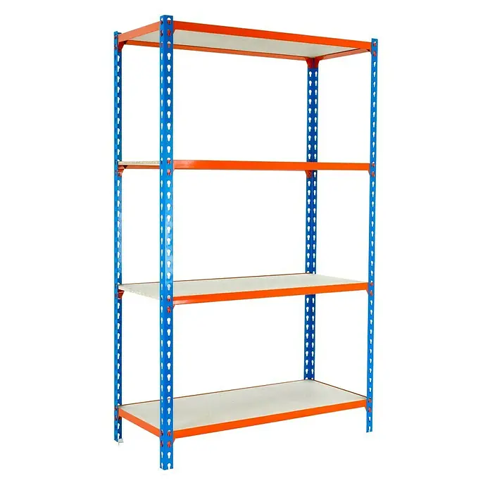 Simonrack Maderclick Estantería metálica Mini - L x An x Al: 30 x 80 x 150 cm, Capacidad de carga: 150 kg/balda, Número de baldas: 4 ud., Azul/Naranja