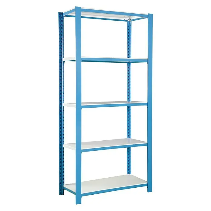 Simonrack Simonoffice Estantería para archivadores Offliclick Metal Inicial - L x An x Al: 30 x 90 x 210 cm, Capacidad de carga: 200 kg/balda, Número de baldas: 5 ud., Azul/Blanco