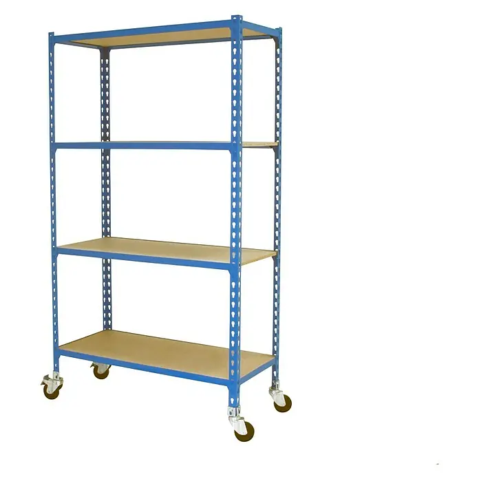 Simonrack Maderclick Estantería metálica Mobile Plus - L x An x Al: 30 x 90 x 150 cm, Capacidad de carga: 150 kg/balda, Número de baldas: 4 ud., Azul